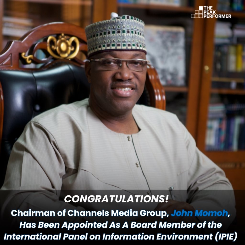 Congratulations to Chairman of @channelstv Media Group, John Momoh as he joins the International Panel on Information Environment (IPIE) as a board member. 

TPPAfrica team wishes you all the best as you embark on this new journey!

#TPPAfrica #IndustryLeader