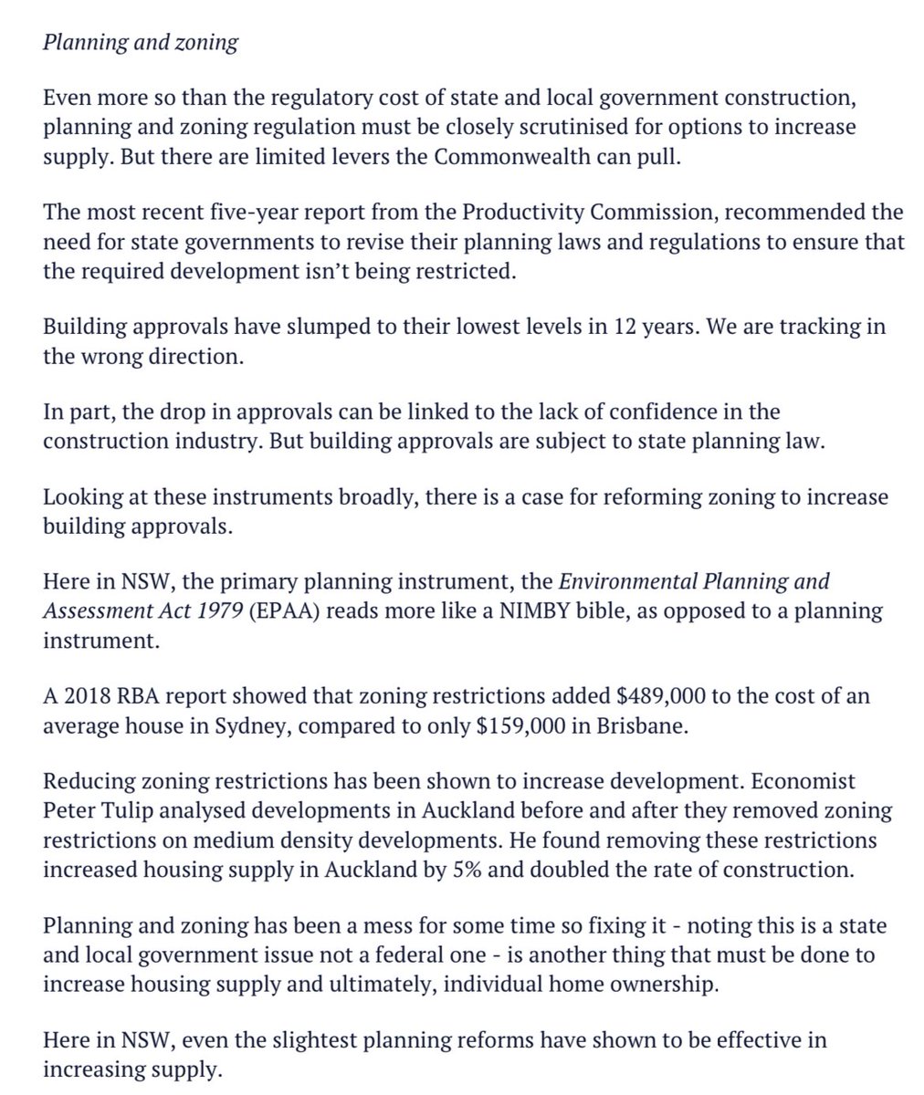 Underreported element of @ajamesbragg’s recent speech is acknowledgement of the evidence that planning is a key driver of our housing crisis. Other parts reasonable minds may disagree with (esp superannuation policy) but do give this a read: