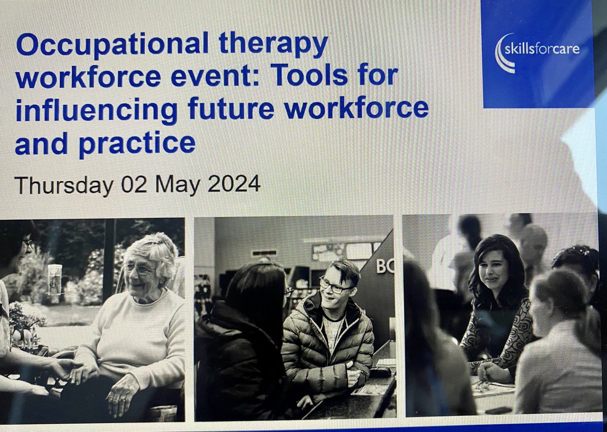 Joining @skillsforcare Occupational Therapy workforce event today with  @gkwoodham 
Exciting agenda feat: @SuzanneRastrick @MohamedSuhailah @theRCOT @CarolynHay @NorfolkSCA @anitajmottram1 @principal_leads @theRCOT @WeAHPs 
#SocialCareOT #futureworkforce #SocialCare #AHP