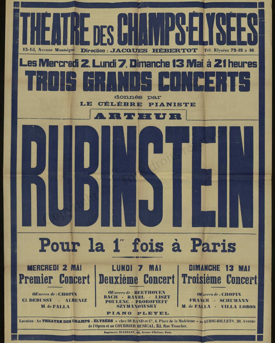 🔎 Il y a aujourd'hui 101 ans… les débuts d’Arthur Rubinstein au TCE !