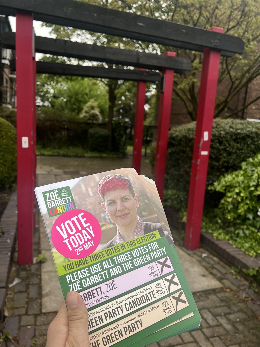 It’s a great day in London to go out and use all 3 votes for the Green Party and @ZoeGarbett For rent controls For action on the Climate Emergency For affordable public transport For international justice For progressive values Don’t forget your ID! Votes close at 10pm