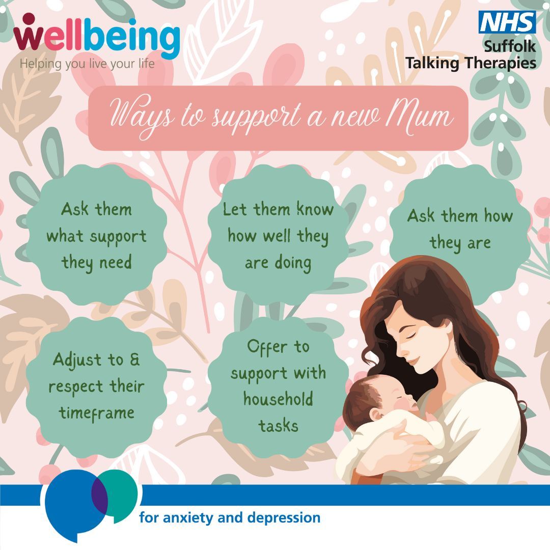 The first week in May is Maternal Mental Health Week💐 If you are a new Mum or you know someone who is, why not join our free Living Well With Baby workshop here: wellbeingnands.co.uk/suffolk/course… Read our Maternal Mental Health blog: wellbeingnands.co.uk/suffolk/blog/m… #maternalmentalhealth