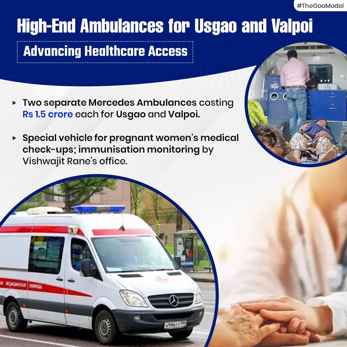Ushering in a new era of healthcare in Usgao and Valpoi with high-end Mercedes Ambulances at Rs 1.5 crore each. A dedicated focus on maternal and child health reflects our unwavering commitment to accessible and quality healthcare. #TheGoaModel #MercedesAmbulance #GoaHealthcare