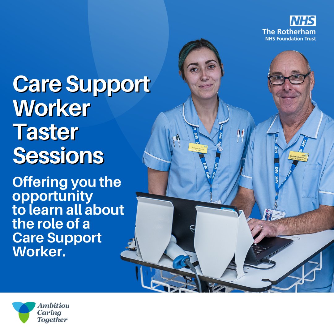 RotherhamNHS_FT's tweet image. Are you interested in a career in healthcare?

We have a number of career opportunities available to those interested in becoming a Care Support Worker (CSW).

Visit our website for details ➡ bit.ly/3uzMSGy

#TRFT #CareSupportWorker #TasterSessions