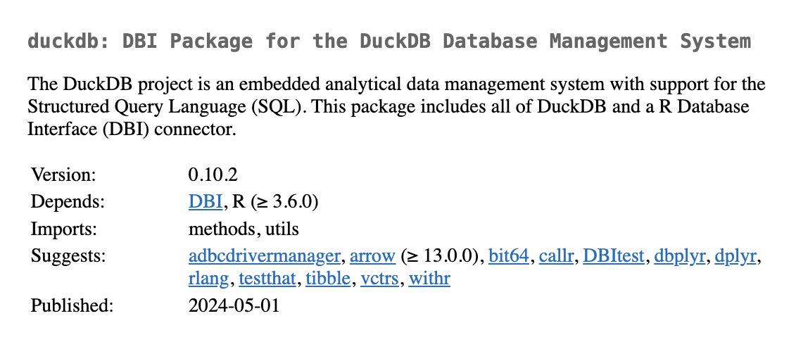 The DuckDB v0.10.2 R package is now available on CRAN.
