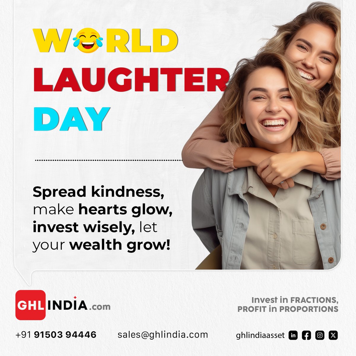 Spread smiles like confetti!
Happy World Laughter Day! 😀

#investment #InvestSmart #investmentopportunities #investor #Invest #IncomeOpportunity #incomestreams #passiveincome #PassiveIncomeJourney #wealthbuilding #wealthcreation #wealthmanagement #wealth #WorldLaughterDay