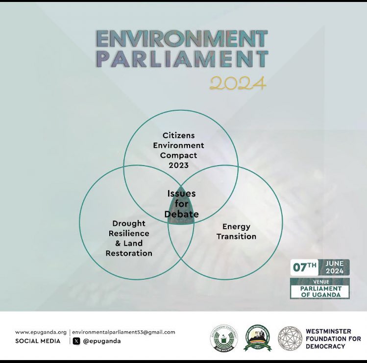 The Environment Parliament is back🎊 This June on 7th @epuganda Here is what to expect. This year's Environment Parliament promises to be an enlightening and impactful event, featuring three thought-provoking sessions that will delve into critical environmental issues affecting…