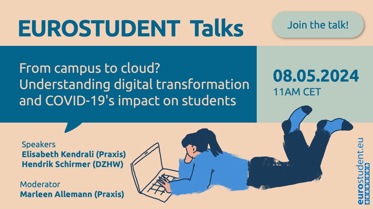 We'll reveal first comparative results of EUROSTUDENT 8 already next Wednesday, May 8! 🥳
Two Topical module reports will be discussed: the impact of COVID-19 and the digitalisation of teaching, learning, and student life. Don't miss the chance!
Sign up 👉 rb.gy/wglcj4