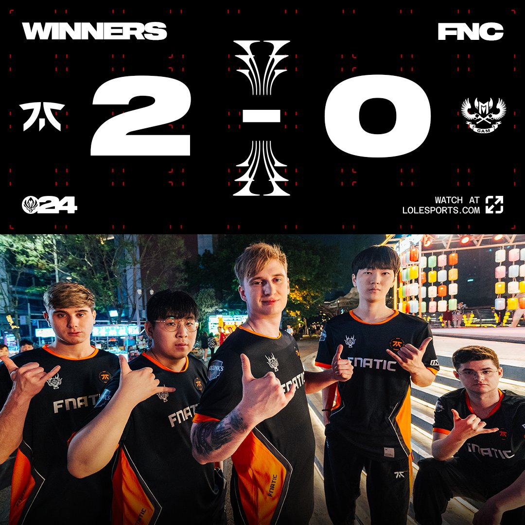 FNCWIN @FNATIC win their first series of #MSI2024!, image size:1080x1080