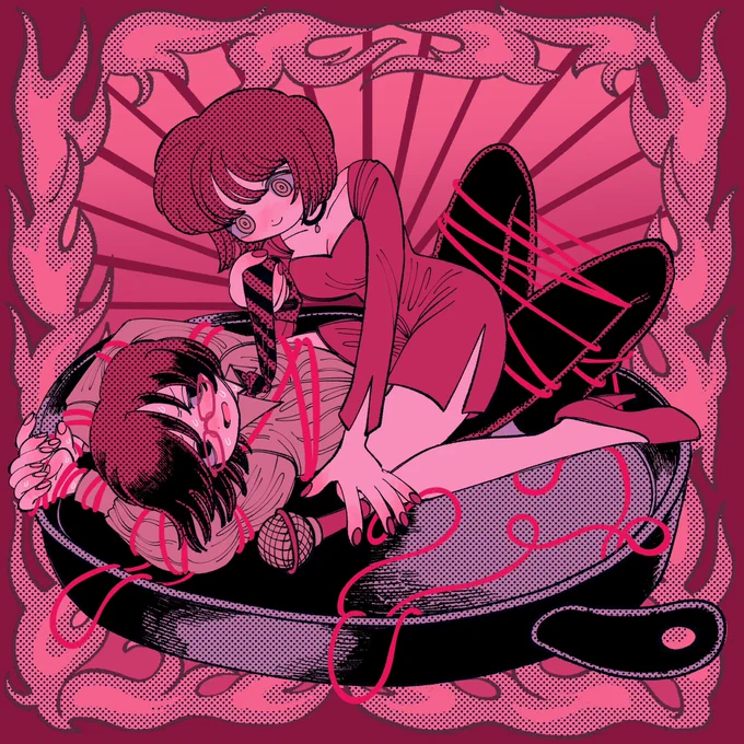 《告知》松永天馬様( )の『君とフランベ feat.川本真琴』ジャケットイラスト制作いたしましたお二人のディープな雰囲気と癖を全面に出して描くことが出来てとても楽しかったですありがとうございました!!!本日24:00より配信スタートです!!! 