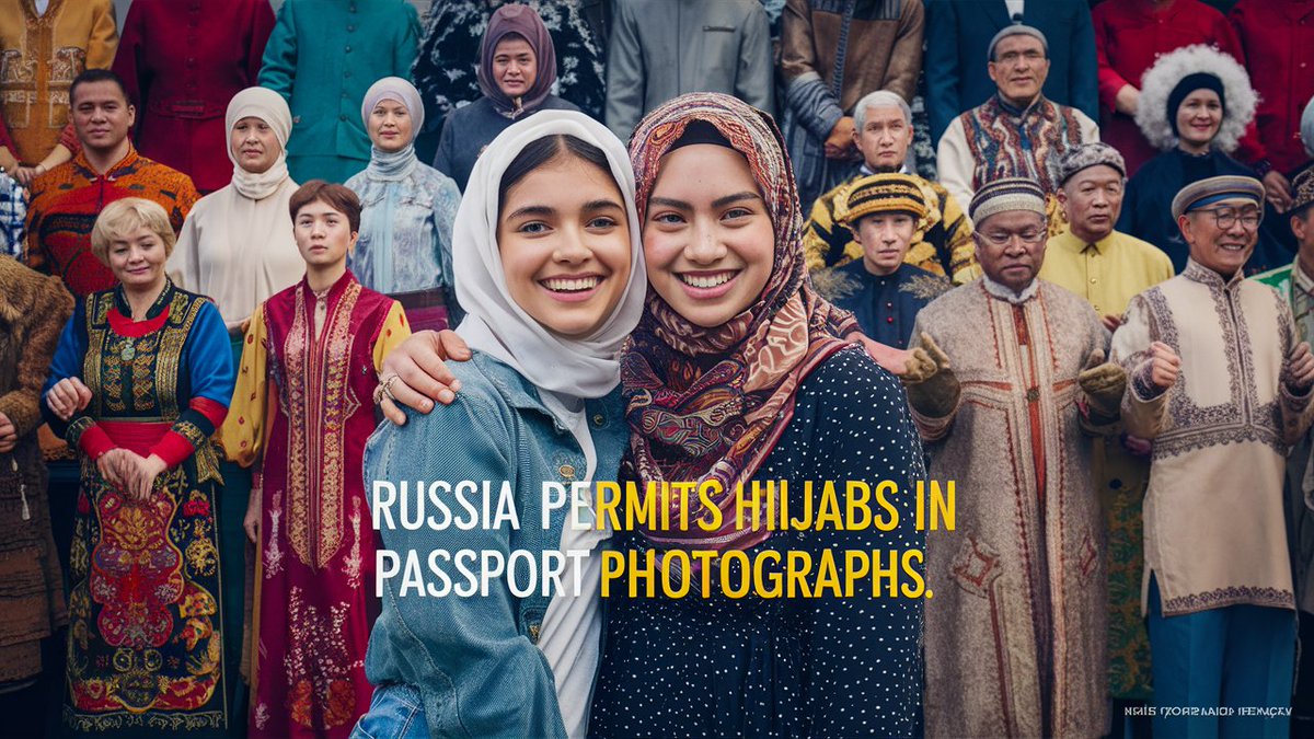 News Update: 🇷🇺 Russia now permits headscarves and hijabs in passport photographs.
#Russia #hijab #Islam