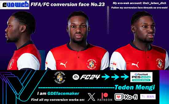 PES 2021 Face Teden Mengi by GDE Facemaker
pes-files.com/pes-2021-face-…

Teden Mengi face for eFootball #PES2021

#eFootball2022 #eFootball2023 #PES2020 #PES2021 #eFootball #eFootbalPES2021 #PES2022 #PC #PS4 #PS5 #pesfiles