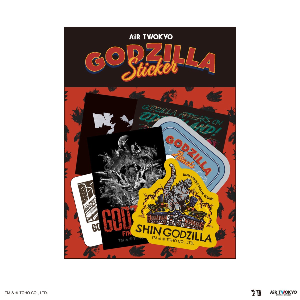 GODZILLA 70th Anniversary 'Godzilla: Final Wars' 'SHIN GODZILLA' 'Godzilla Minus One' Scene Illustration Sticker Set ✅Pre-order period: May 1st 2024 ～ May 19th 2024 x.gd/6l8XA Sticker set with T-shirt design and 70th anniversary logo. #AIRTWOKYO #Godzilla