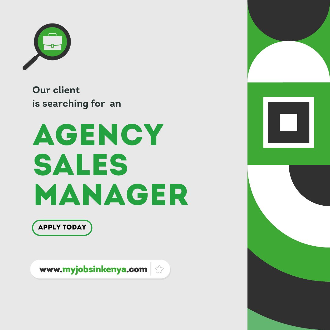 Our client, in the media industry, is looking to hire an Agency Sales Manager Visit myjobsinkenya.com or click on the link to apply lnkd.in/d7gyAnJ8 #job #jobs #jobsearch #jobsinkenya #jobsearching #jobseekers #jobseeker #jobseeking #jobhunt