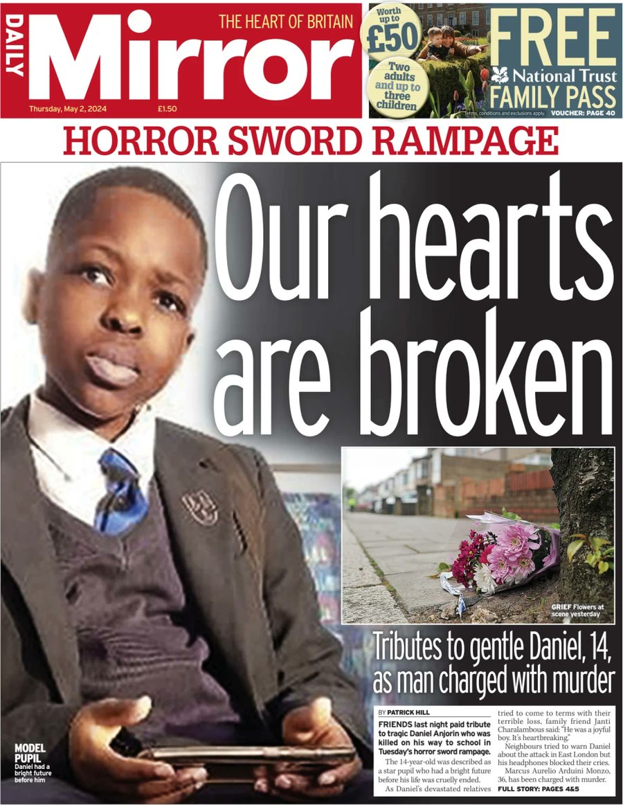 Daily Mirror - Horror sword rampage: Our hearts are broken

#News_Briefing #The_Daily_Mirror #UK_Papers 

wtxnews.com/horror-sword-r…