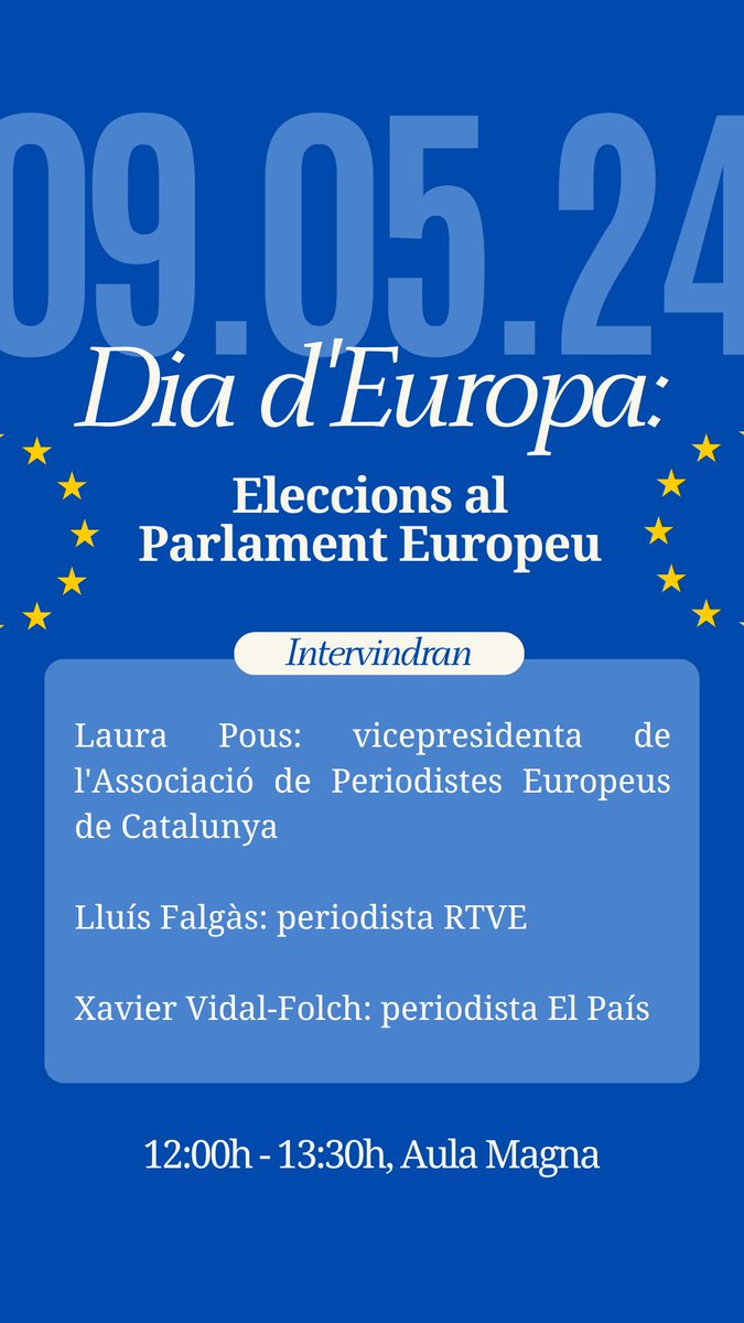 🔊 La Facultat de Dret commemora el dia d'Europa amb una Taula Rodona sobre les eleccions al Parlament Europeu ➡️ 9 maig ➡️ 12h - 13:30h ➡️ Aula Magna Llegeix la notícia ⬇️ uab.cat/web/detall-de-…