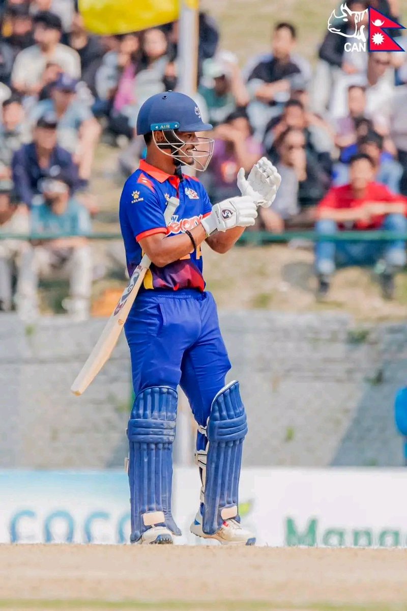 Rohit Paudel departs after a stellar innings, scoring a valuable 82 runs from just 47 balls, including 7 fours and 5 sixes against West Indies A. 🔥

~ Well Played, Captain Rohit Kumar Paudel!!! ❤️🇳🇵

#NepalCricket #NEPvWIA #NEPvWI