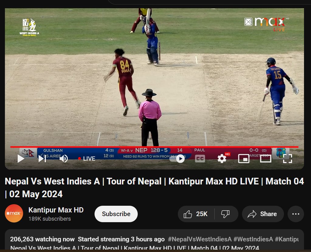 Wow !! More than 200 k  are watching Nepal vs West Indies A match #NepvsWIA #NepalCricket #02May2024