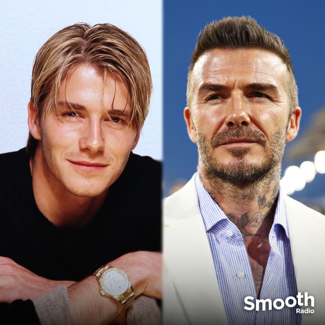 Happy 49th birthday, #DavidBeckham! Here he is in 1999 and 2019 📸