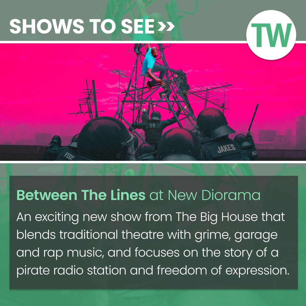 Among our recommended shows to see this week: ‘Between The Lines’ at New Diorama Theatre from 3 May to 1 Jun. Get more show tips here: bit.ly/4bdvUks @newdiorama @BigHouseTheatre