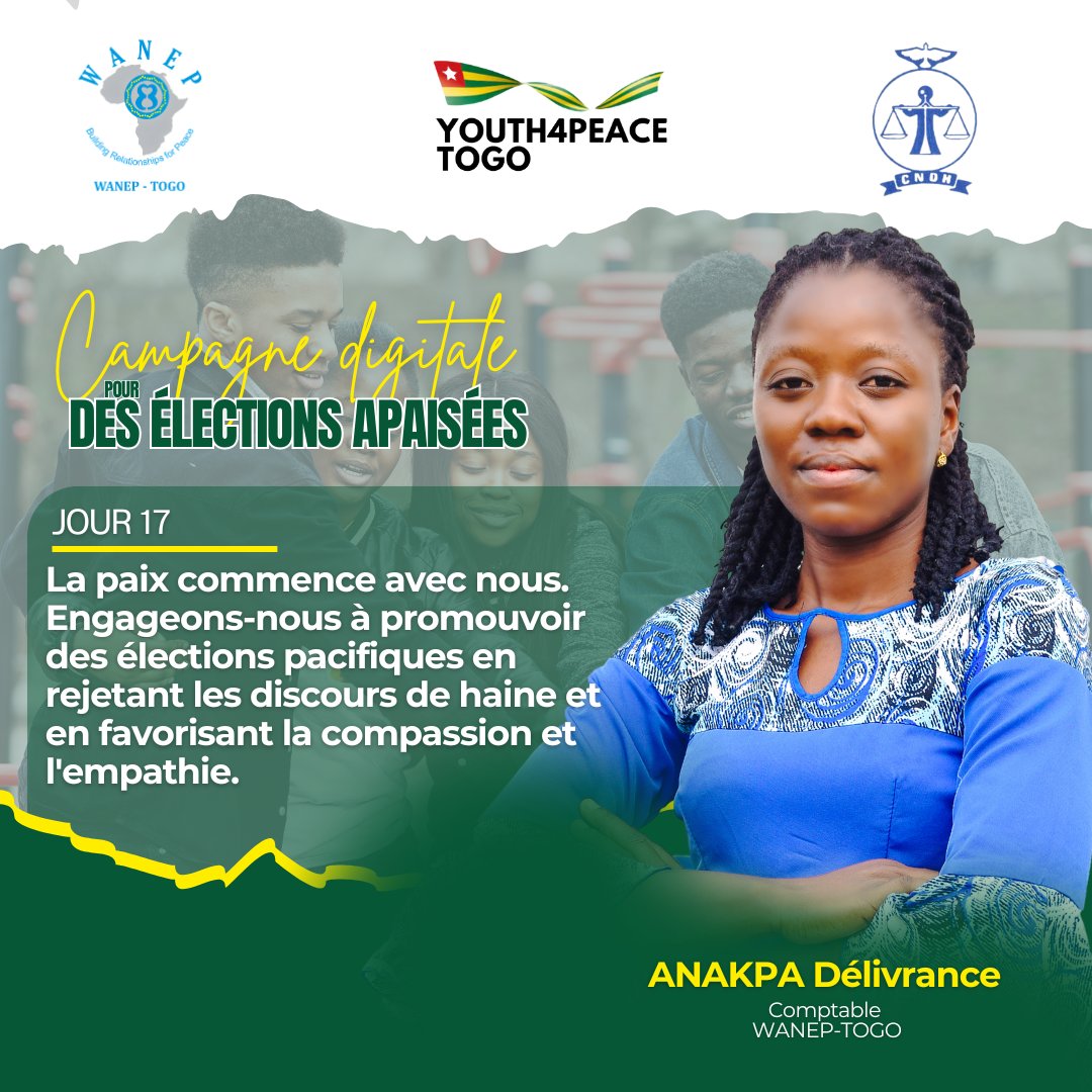 Engageons-nous à faire du Togo un havre de #paix et de #prospérité pour chacun. #TisserDesRelationsPourLaPaix #TgTwittos #togolais228 #tolérance #nonviolence #électionstogo