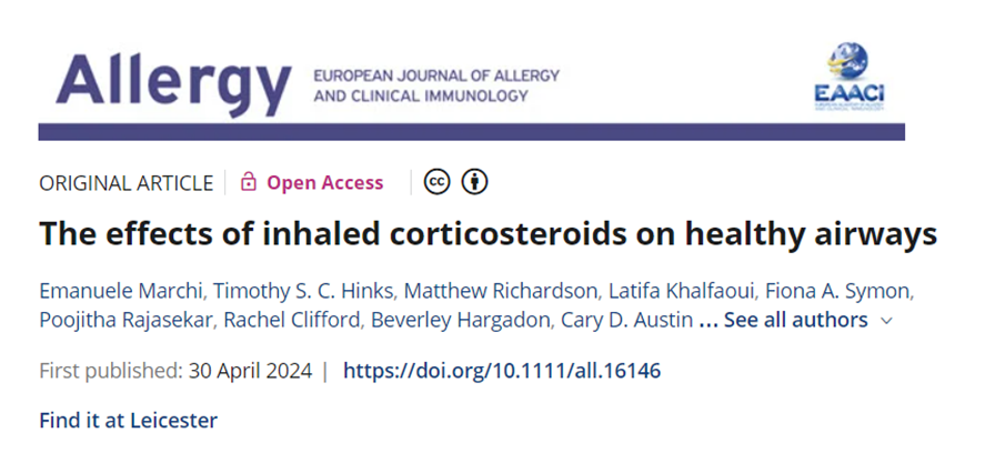 A really interesting paper released by Prof. Peter Bradding and colleagues highlighting The effects of inhaled corticosteroids on healthy airways. onlinelibrary.wiley.com/doi/10.1111/al… #asthma #Respiratory #lungs #UoL