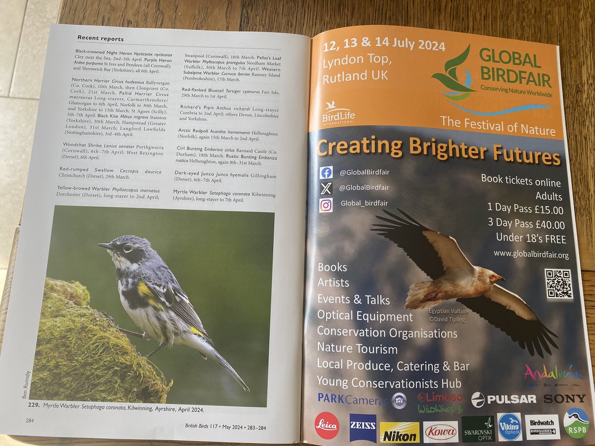 Massive thanks to May edition @britishbirds for continuing support @GlobalBirdfair reaching out to the birding & wildlife community is critical to the success of this event, join us gbf.yourticketpurchase.com/p/globalbirdfa… @Natures_Voice @WWTworldwide @BirdLife_News @BirdGuides @_BTO