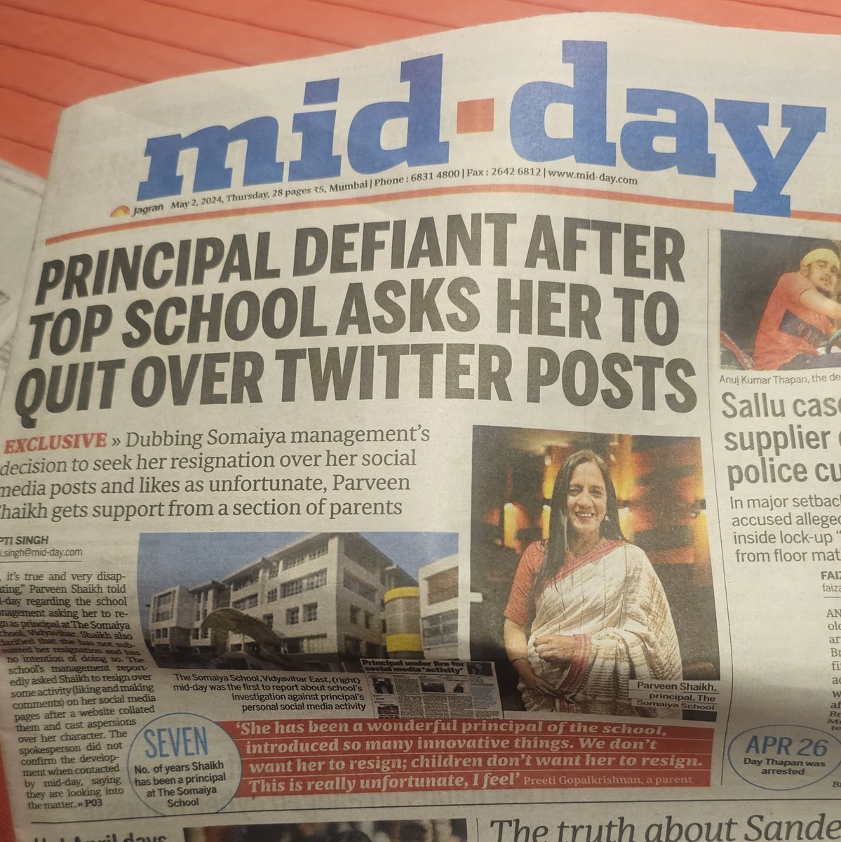 DeShobhaa's tweet image. #supportparveenshaikh 
#standupfordemocracy
#somaiyamanagement
An outstanding principal, loved by students and parents is being harshly penalised. Her exemplary track record as an educator is more important than a personal tweet. Smacks of discrimination.