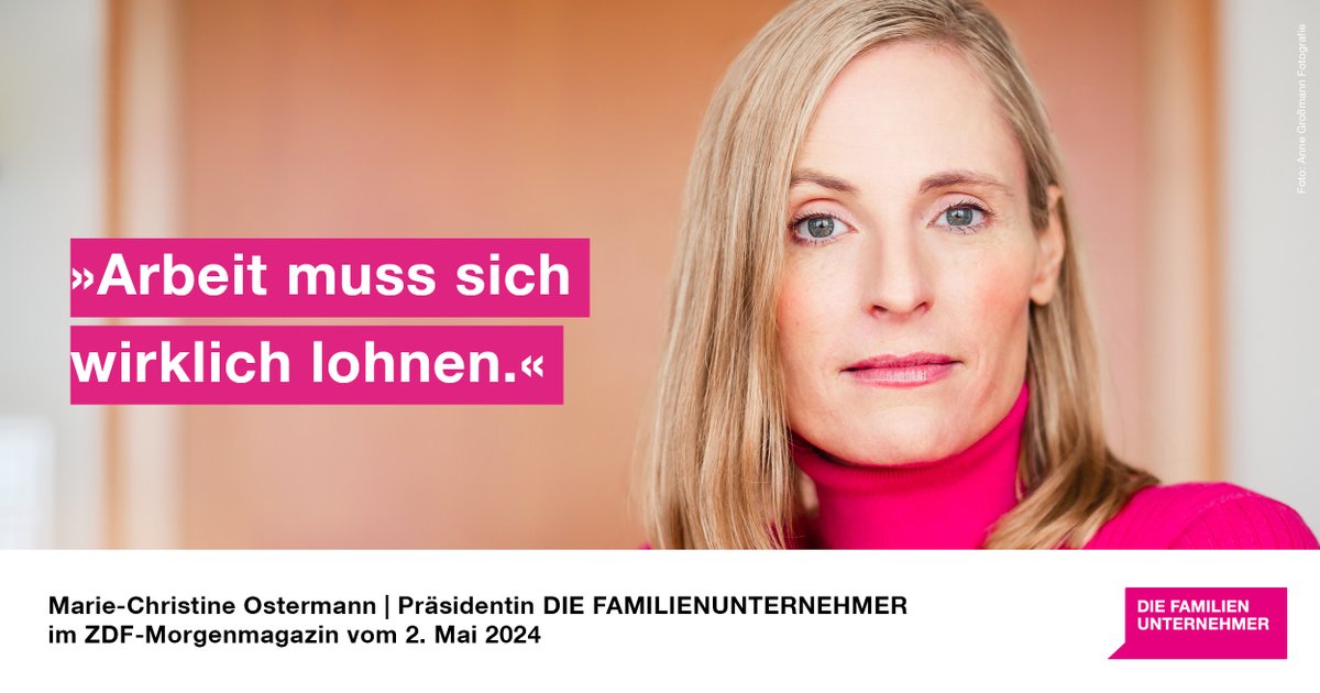 Deutschland braucht nicht weniger, sondern mehr #Arbeit. Und genau deshalb muss sie attraktiver werden. Über dieses und weitere Themen sprach unsere Präsidentin Marie-Christine Ostermann mit dem ZDF-Morgenmagazin. #MoMa Hier anschauen: 👉 zdf.de/nachrichten-se…