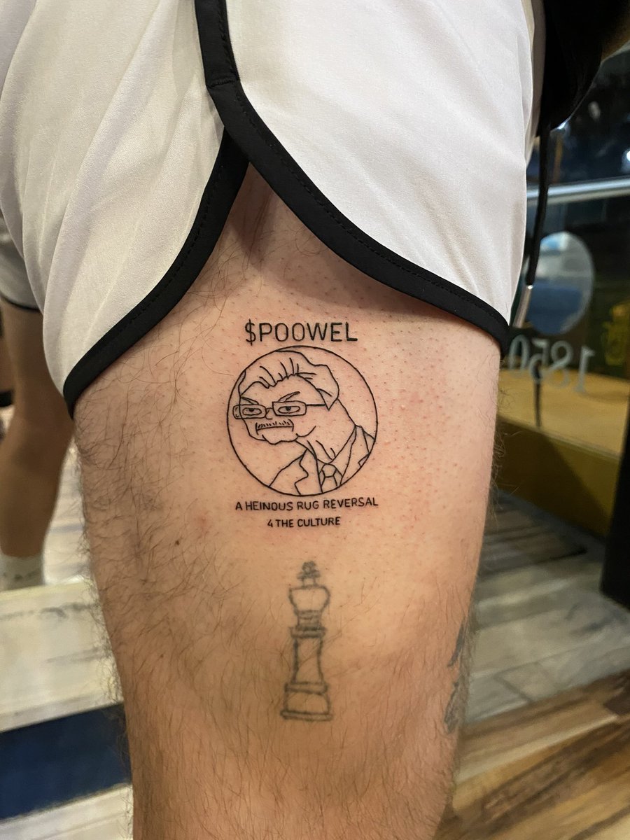 BenDover_1025's tweet photo. Get to know your devs…
This is NFA, this is an order…

I’m not sharing this to glaze myself - I’m sharing this because this is what conviction looks like. This is what community looks like. 

And yes, that’s a tattoo I got of our Joram $Poowel in the early days. 

Take care of your community and your community will take care of you. Period. 

$Poowel To The People ✊🏼🚀🌖