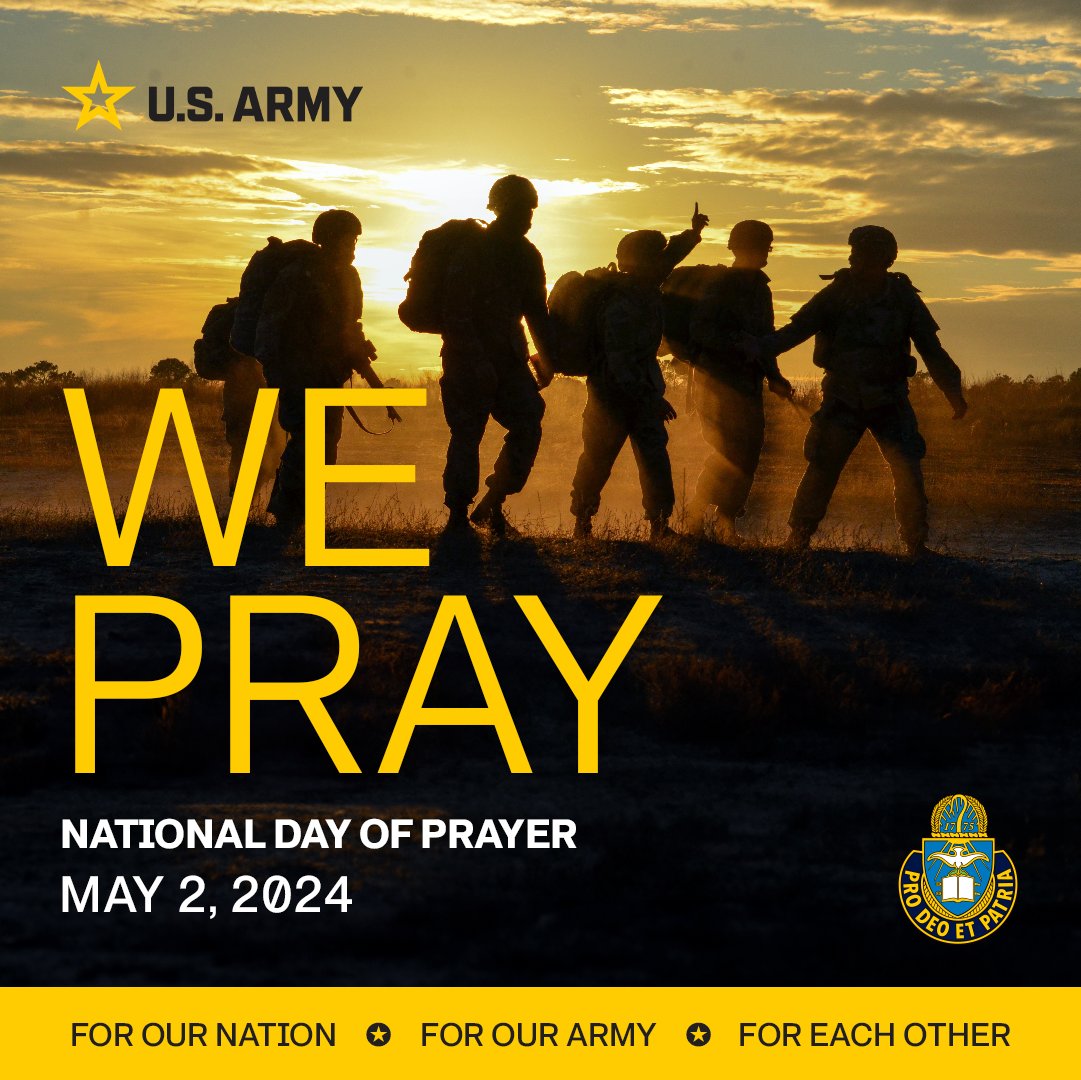 On this National Day of Prayer, let us join together in prayer for our Nation and our Army as we strive to enhance spiritual readiness by supporting freedom of religion for our Soldiers and their families. #NationalDayofPrayer #Pray4Unity #ArmyChaplainCorps