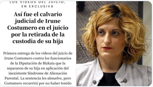 @Irunecostumero
Sin aviso y a la fuerza  la Diputación Foral de Bizkaia aplica el falso SAP, le quita custodia de su hija. Padre con denuncias por maltrato a ambas. Sigue la complicidad para separarlas.
#ViolenciaInstitucional 
#MareaFucsia 
#MadresProtectoras