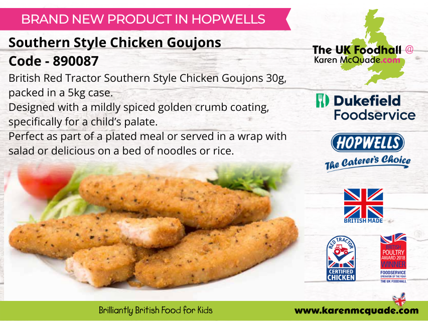 Southern Style Chicken Goujons are now available to order from Hopwells!
Both Red Tractor & British Made, these are designed with a mild spiced crumb specifically for schools
#foodservice #educationcatering #schoolcatering #school #chicken #chickengoujons #redtractor #britishmade