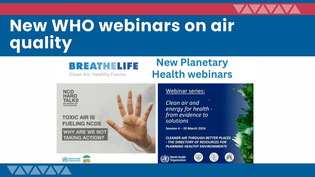 Explore the vital connection between air quality & respiratory health with @WHO & BreatheLife's recent webinars. Recordings are available under'Key resources' on our 'climate change page.' buff.ly/3AlDGJF
