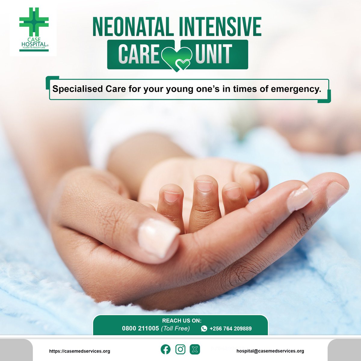 At Case  Hospital, we ensure young patients receive top-notch medical care. That's why our Maternity Unit is equipped with a complete Neonatal Intensive Care Unit to provide immediate support for your baby in emergencies.  
#pregnancyjourney