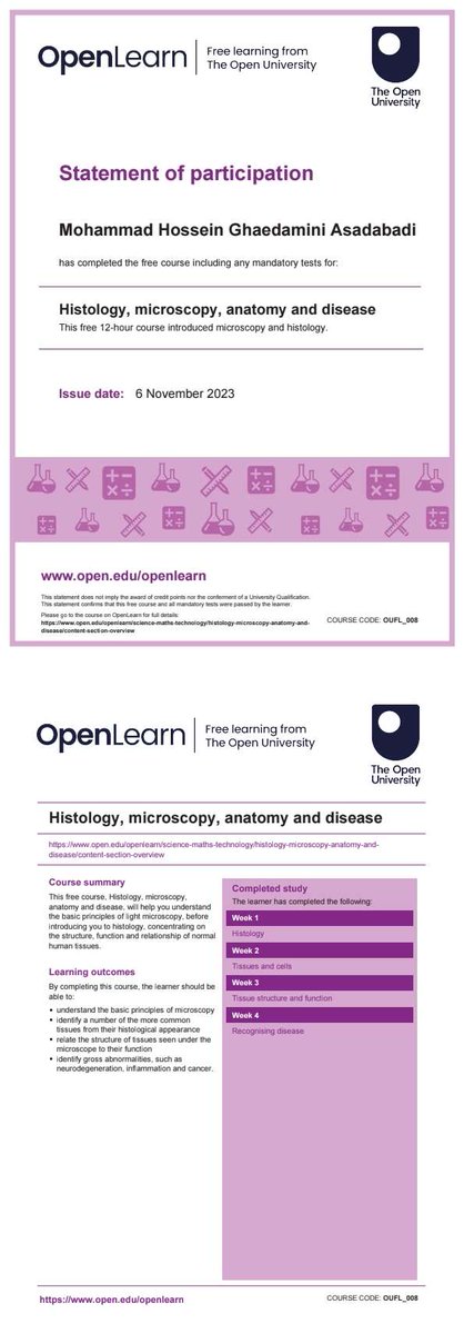 Histology, microscopy, anatomy and disease
I definitely recommend this course for undergraduate/ graduate students who are interested to expand their knowledge on super important subjects in medicine and biology such as #histology and anatomy and working with light #microscopes.