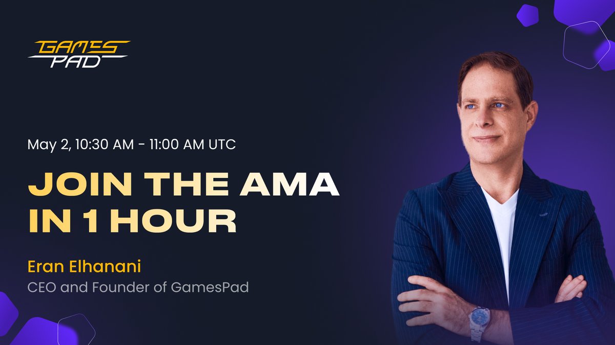 🕒 Countdown Alert: 1 HOUR Left Until @EE_profile, CEO & Founder of GamesPad, Goes Live in Our AMA Session! 🚀 Seize the opportunity to gather valuable insights and stay updated on the latest developments at GamesPad! 🌐 🗓️ Date: May 2 ⏰ Time: 10:30 - 11AM UTC (TODAY) 📍 Join