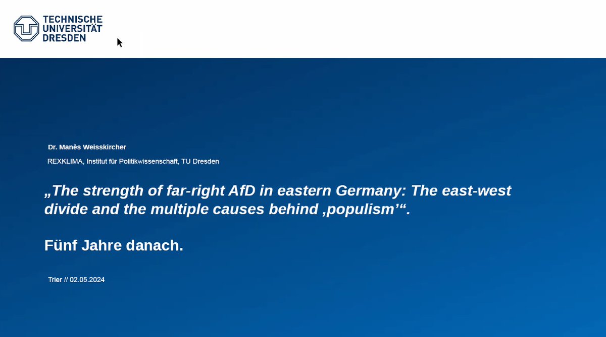 Today the one and only @ManesWeissk joint my seminar on the #FarRight in #Europe to talk about the #AfD in eastern Germany (and beyond) and give an insightful update on his @po_qu article, which is still highly relevant! 🤩 Read it here: onlinelibrary.wiley.com/doi/full/10.11…