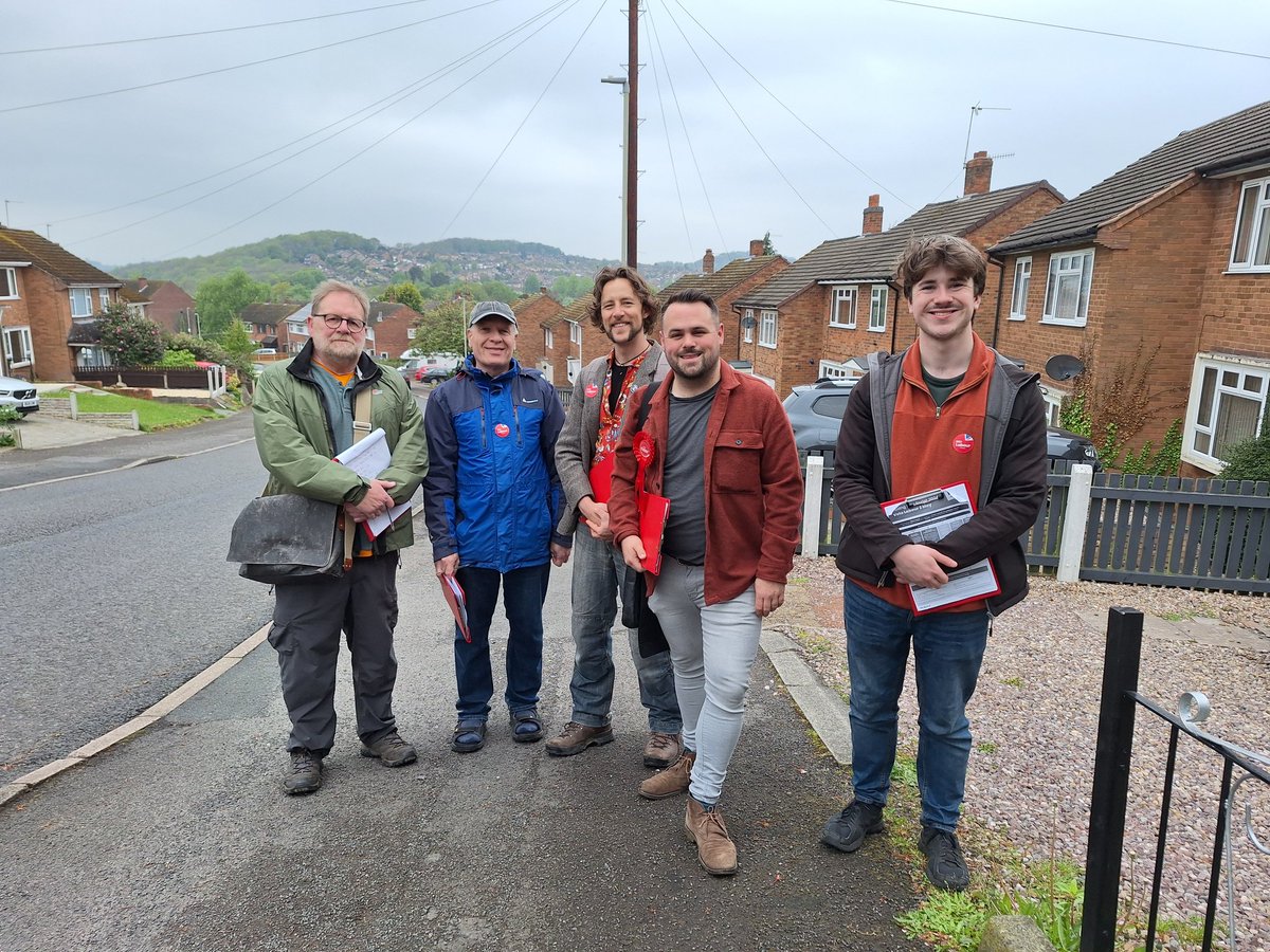 Getting the vote out on Wollaston Farm Estate. Lots of Labour posters up.