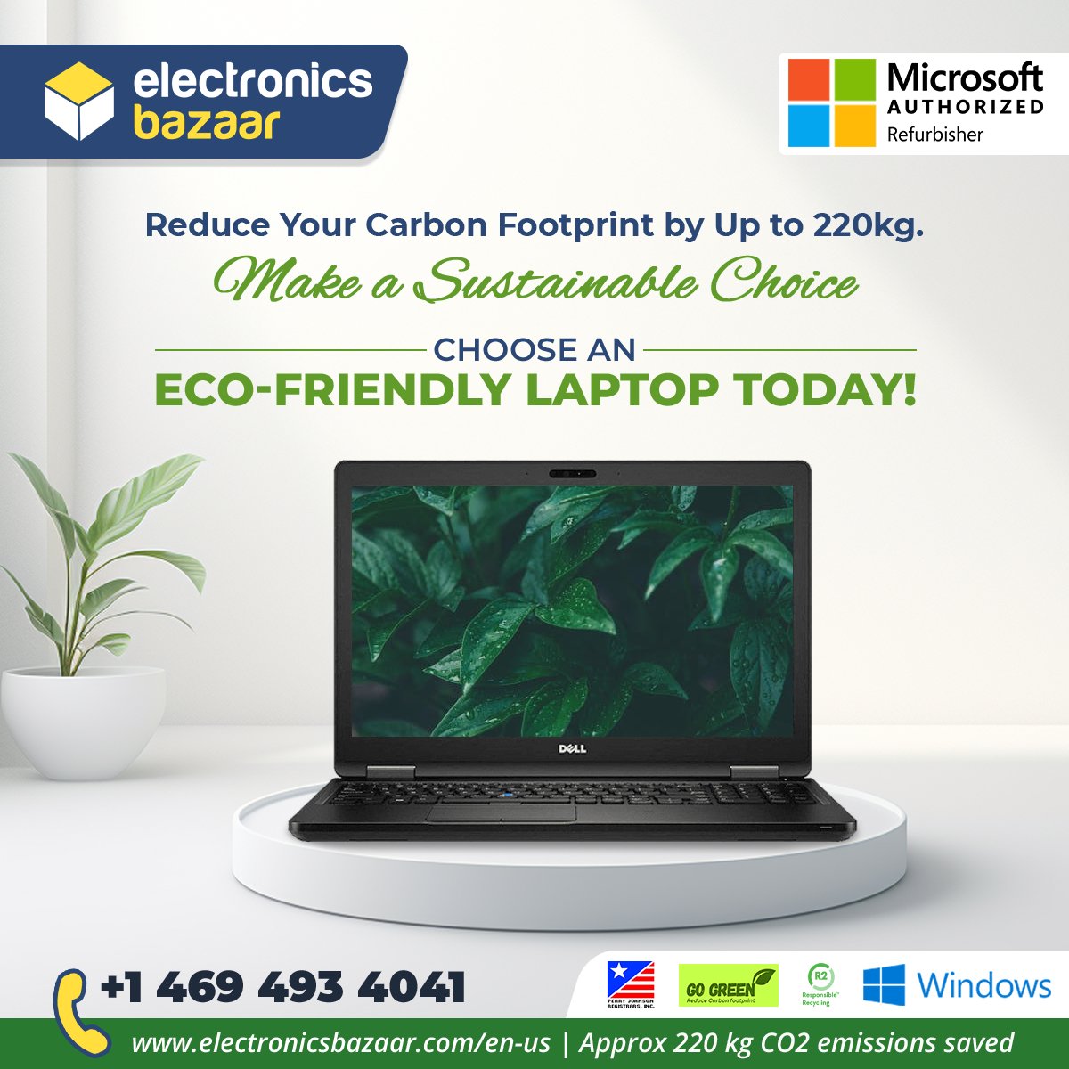 ♻️ Up your #sustainability game! A refurbished laptop can slash your carbon footprint by 220kg. Choose eco-friendly tech & make a difference. #ClimateAction #USASustainability #RefurbishedLaptops