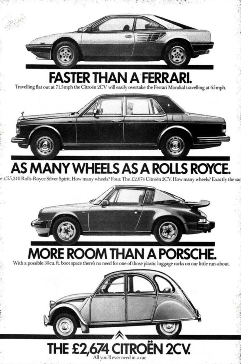 One of the greatest adverts ever. So good in fact, that I bought a 2cv.