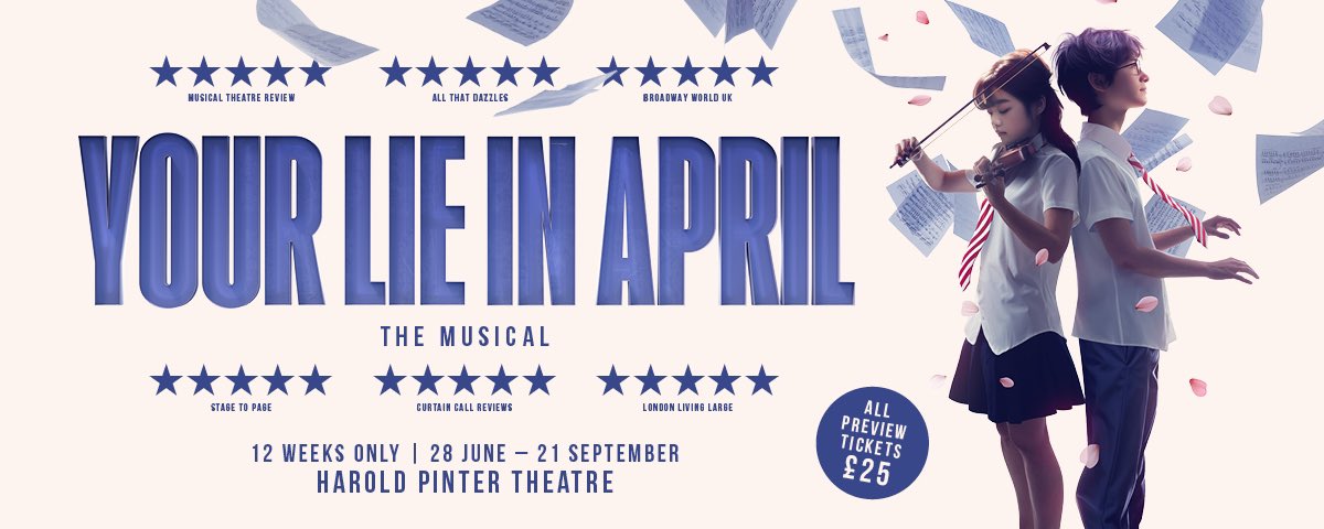 A match made in heaven! We are excited that both Blippi: The Wonderful World and Your Lie in April will be coming to the Harold Pinter this summer 🟠🔵🌸🎹🎻 @CDMProds @YourLieMusical @BlippiOnTour