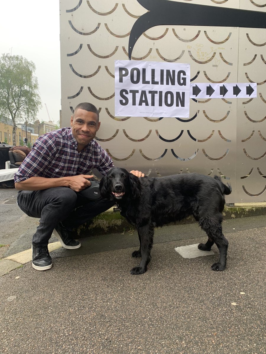 An excited Beauty casts her first vote in the London Mayorals. #DogsAtPollingStations