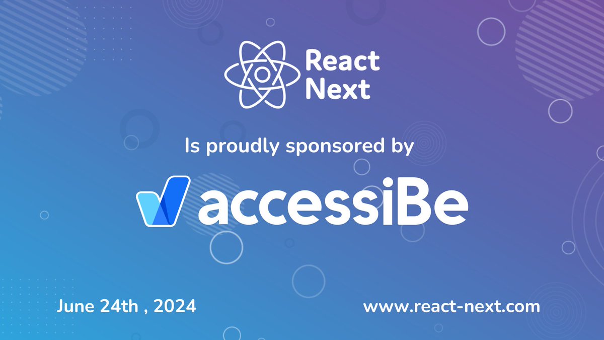 We are proud to announce that @accessibe will be sponsoring #ReactNext 2024! Check out their booth at our conference on June 24th, 2024 react-next.com #accessiBe #accessibe_community #lifeataccessibe_IL
