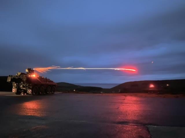 Boxer update - Lulworth night trials of the mounted 40mm Grenade Machine Gun firing to test lethality requirements ⁦@BritishArmy⁩