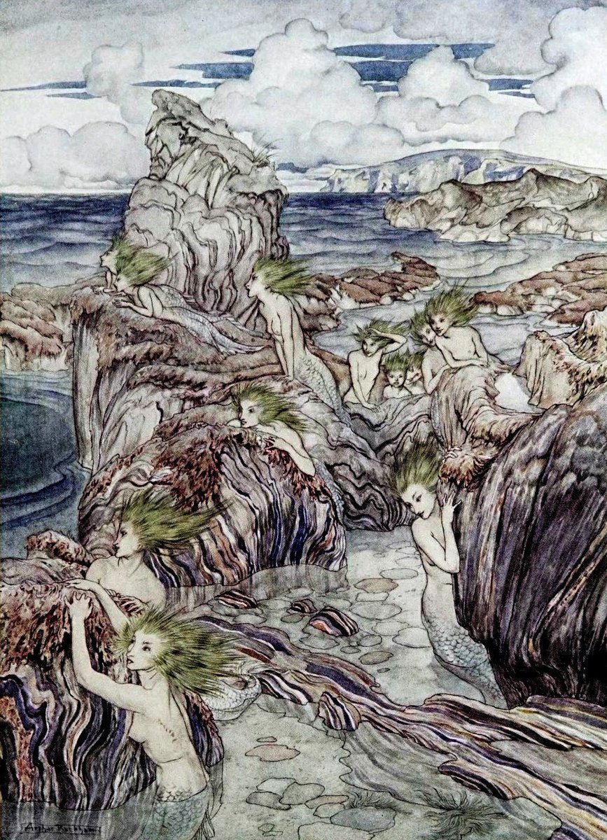My late grandfather would recall that, on a summer's evening, merfolk would bask on rocks that stretch out to the sea beyond Turnberry Lighthouse. Their mesmerising song capturing the heart of many an Ayrshire lad and lassie

#folklorethursday #ayrshire 
art: Arthur Rackham