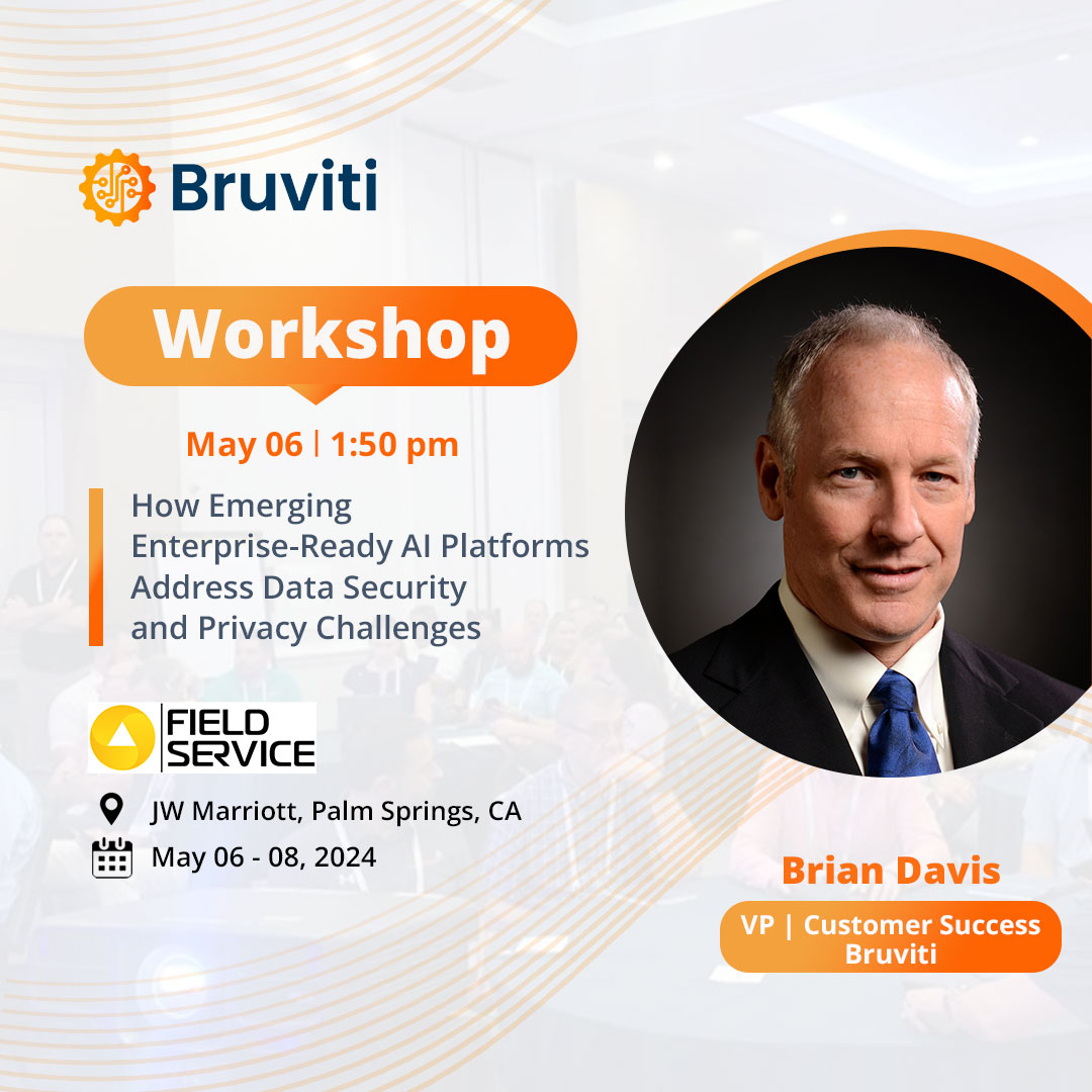 Join us at @fieldservicewbr Palm Springs on May 6th for our workshop. Expect insights, interaction, and decode the complexities of #AI ! #FSPS2024 #AISecurity #bruviti #fsps #leadership #DataPrivacy 🤖🔍