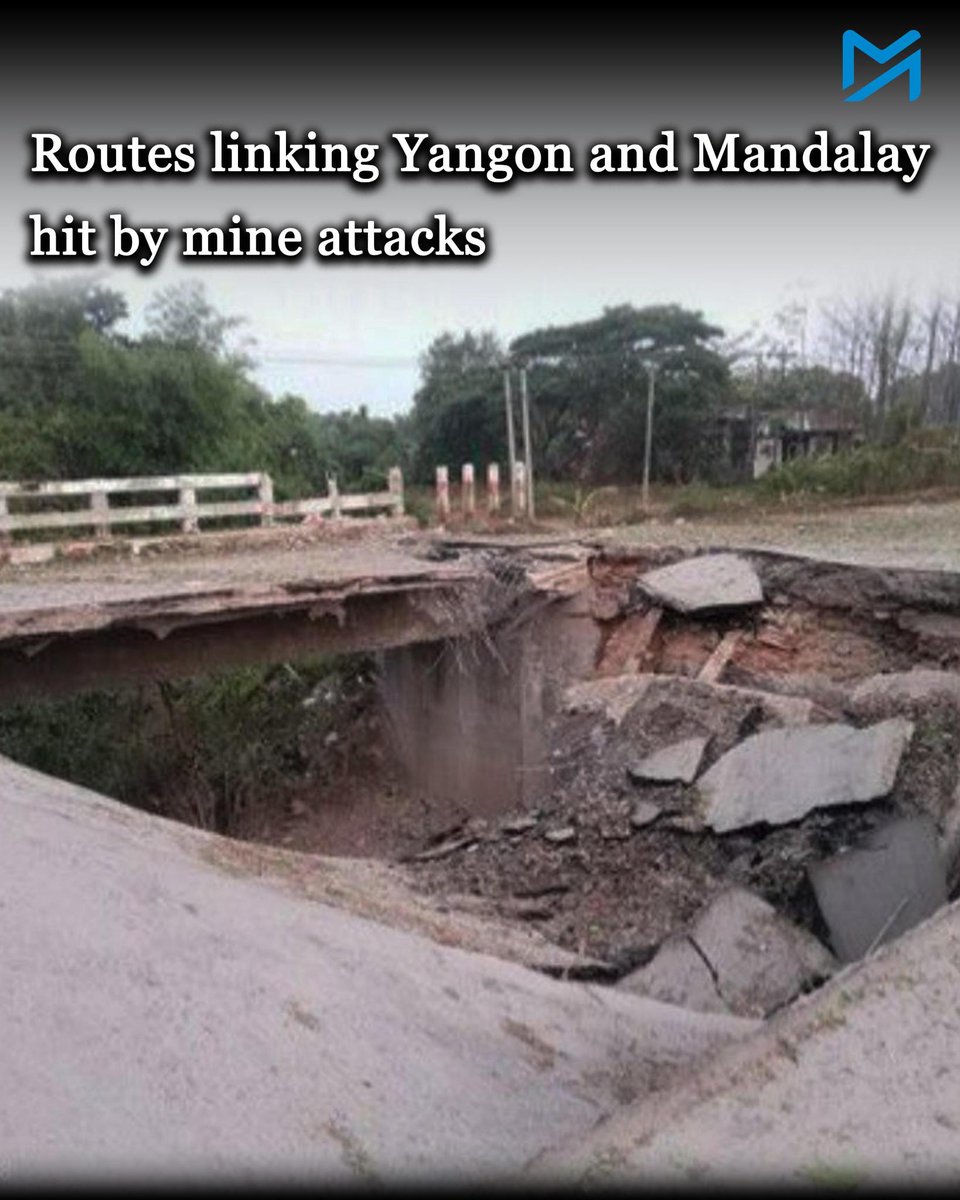One attack destroyed a bridge on the old Yangon-Mandalay highway, while another caused a train to derail in the same area in Bago Region Read More > myanmar-now.org/en/news/routes… #Myanmar