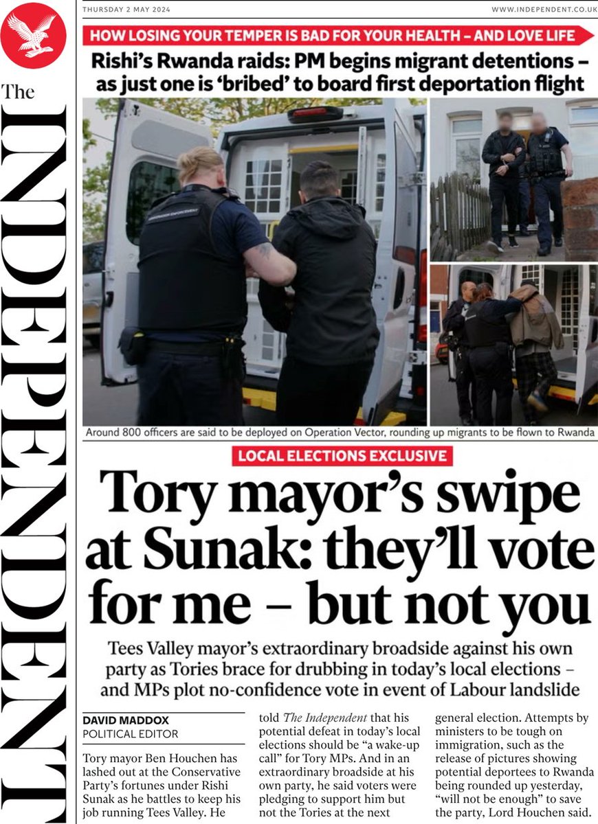 The Independent - Tory mayor’s swipe at Sunak: they’ll vote for me - not for you 

#News_Briefing #The_Independent #UK_Papers 

wtxnews.com/tory-mayors-sw…