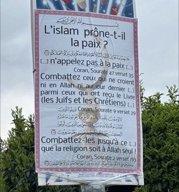 Je condamne avec la plus grande fermeté les affiches islamophobes apparues à plusieurs endroits à @Bourg_en_Bresse.
Plainte sera déposée contre leurs auteurs par la Ville.
Cette dérive haineuse doit être stoppée.
J’exprime mon soutien aux musulmans de #BourgenB et du #GrandBourg.